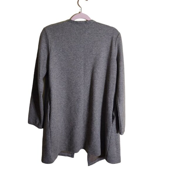 Tahari Wool Gray Tan Open Front Coatagan Size S - Picture 2 of 5